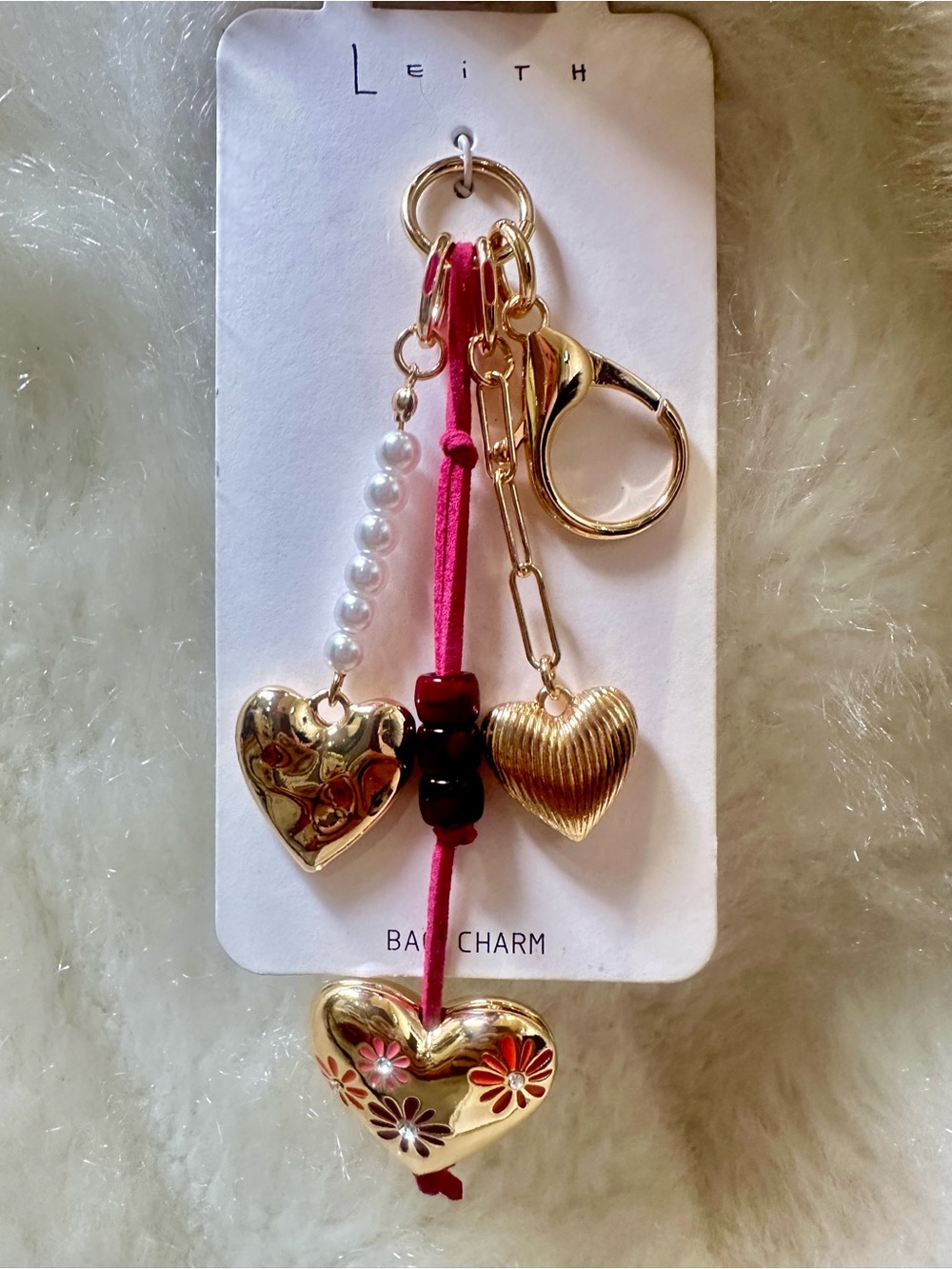 Leith Heart Flower Cluster Bag Charm/Keychain